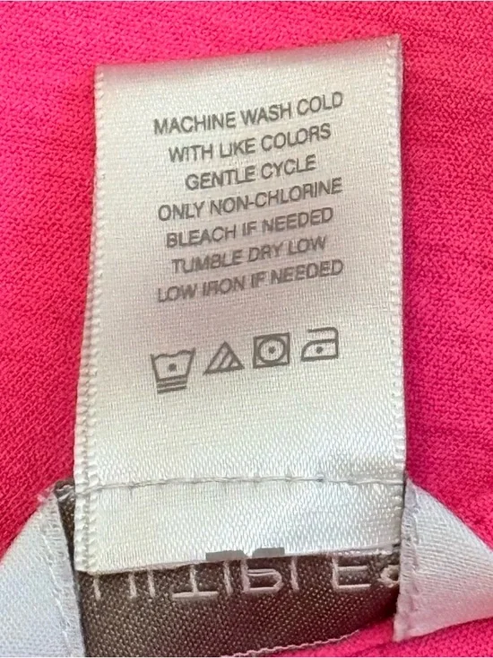 Multiples Blouse Hot Pink Magenta XL Scoop Neck Gathered Sleeves Faux Buttons - Picture 7 of 7